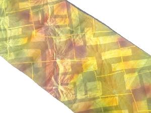 丸永織物製　変わり石畳模様織り出し　暈し　袋帯